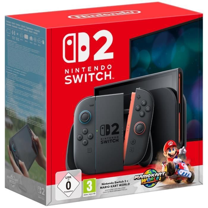 Konzola Nintendo Switch 2 • Svijetloplava i svijetlocrvena + Mario Kart World (kod) 