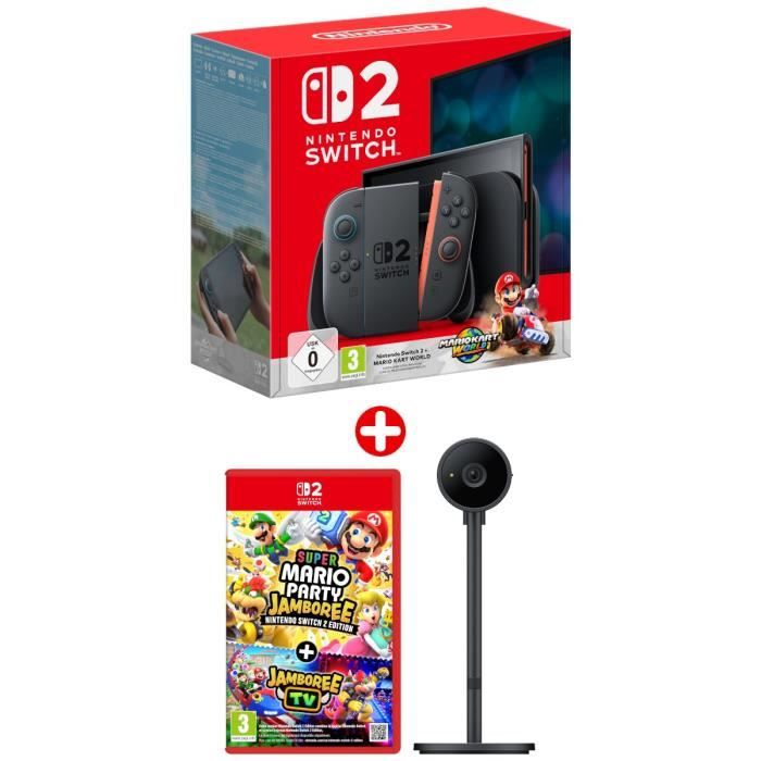 Nintendo paket:Nintendo Switch 2 konzola + Mario Kart World (kod) + kamera + Super Mario Party Jamboree + Jamboree TV